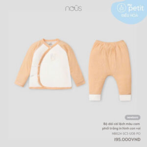 Nous Newborn bộ dài tay cài lệch màu sắc trơn cho bé trai, bé gái quần áo sơ sinh cho bé 0 -5kg NOUS chính hãng