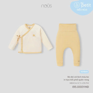 Nous Newborn bộ dài tay cài lệch màu sắc trơn cho bé trai, gái quần áo sơ sinh cho bé 0 -5kg NOUS chính hãng