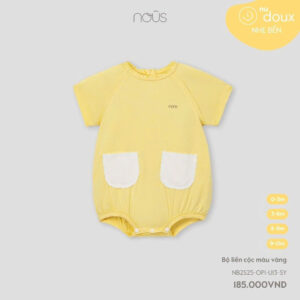 Nous Baby Bộ liền cộc phối màu vàng đáng yêu cho bé chất liệu mát mẻ từ 0 tháng đến 12 tháng