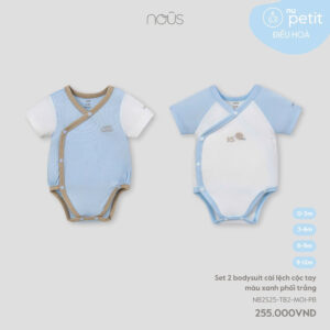 Nous Baby Set 2 bodysuit cho bé màu sắc phối họa tiết dễ thương, bộ liền cộc tay xinh xắn