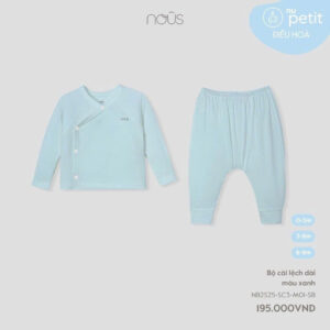 Nous Baby Bộ quần áo dài tay Nous màu xanh dành cho bé trai, gái đến 12 tháng
