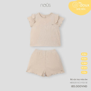 Nous Baby Bộ quần áo cộc tay chui đầu cho bé gái màu be 6 tháng-3 tuổi