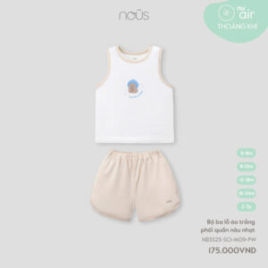 Nous Baby Bộ quần áo ba lỗ cho bé trai phối màu sắc năng động nu petit mềm mát