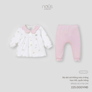 Nous Newborn Bộ quần áo dài tay cho bé sơ sinh bé gái Nu premium cách điệu xinh xắn