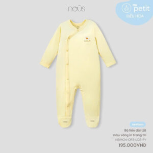 Nous Newborn Bộ Bodysuit liền dài tất màu vàng cho bé trai gái NOUS chính hãng